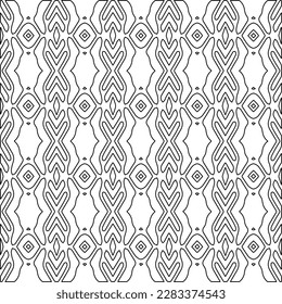 Stylish texture with figures from lines.Abstract geometric black and white pattern for web page, textures, card, poster, fabric, textile. Monochrome graphic repeating design. 