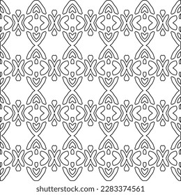 Stylish texture with figures from lines.Abstract geometric black and white pattern for web page, textures, card, poster, fabric, textile. Monochrome graphic repeating design. 
