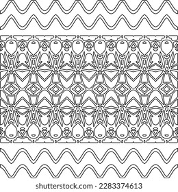 Stylish texture with figures from lines.Abstract geometric black and white pattern for web page, textures, card, poster, fabric, textile. Monochrome graphic repeating design. 