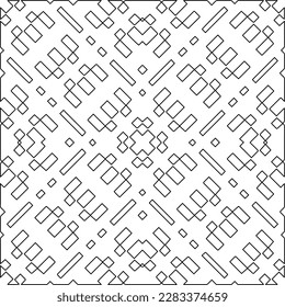 
Stilvolle Textur mit Figuren aus Linien.Abstraktes geometrisches Schwarz-Weiß Muster für Webseiten, Texturen, Karten, Poster, Stoff, Textilien. Monochrome grafische Wiederholungsdesign. 