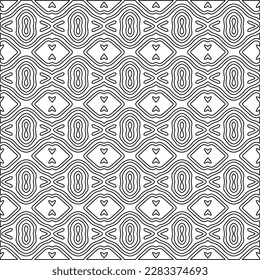 Stylish texture with figures from lines.Abstract geometric black and white pattern for web page, textures, card, poster, fabric, textile. Monochrome graphic repeating design. 