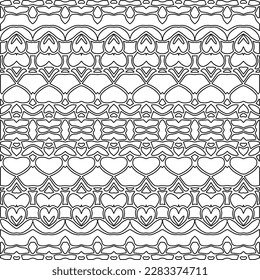 Stylish texture with figures from lines.Abstract geometric black and white pattern for web page, textures, card, poster, fabric, textile. Monochrome graphic repeating design. 