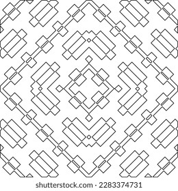 
Textura elegante con figuras de líneas.Patrón geométrico en blanco y negro para páginas web, texturas, tarjetas, afiches, tela, textil. Diseño repetitivo gráfico monocromo. 