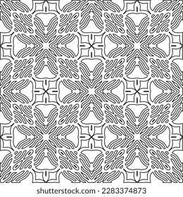 Stylish texture with figures from lines.Abstract geometric black and white pattern for web page, textures, card, poster, fabric, textile. Monochrome graphic repeating design. 