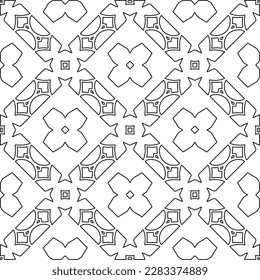 Stylish texture with figures from lines.Abstract geometric black and white pattern for web page, textures, card, poster, fabric, textile. Monochrome graphic repeating design. 