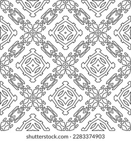 Stylish texture with figures from lines.Abstract geometric black and white pattern for web page, textures, card, poster, fabric, textile. Monochrome graphic repeating design. 