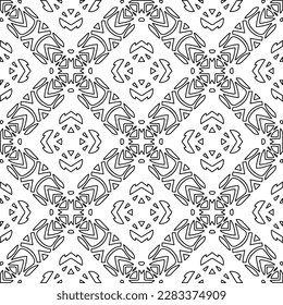 Stylish texture with figures from lines.Abstract geometric black and white pattern for web page, textures, card, poster, fabric, textile. Monochrome graphic repeating design. 