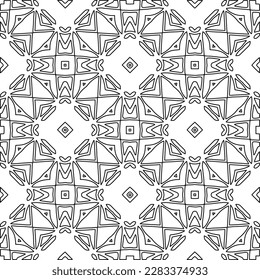 
Stylish texture with figures from lines.Abstract geometric black and white pattern for web page, textures, card, poster, fabric, textile. Monochrome graphic repeating design. 