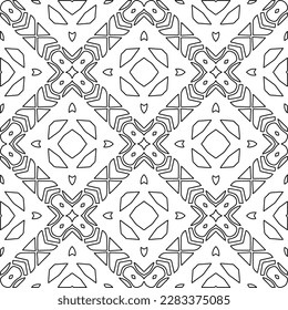 
Stylish texture with figures from lines.Abstract geometric black and white pattern for web page, textures, card, poster, fabric, textile. Monochrome graphic repeating design. 