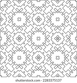 
Stilvolle Textur mit Figuren aus Linien.Abstraktes geometrisches Schwarz-Weiß Muster für Webseiten, Texturen, Karten, Poster, Stoff, Textilien. Monochrome grafische Wiederholungsdesign. 