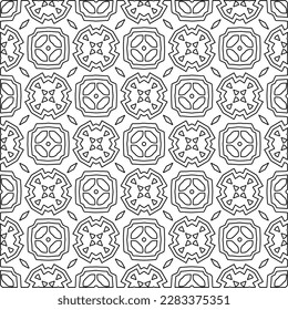 
Stylish texture with figures from lines.Abstract geometric black and white pattern for web page, textures, card, poster, fabric, textile. Monochrome graphic repeating design. 