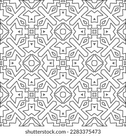 Stylish texture with figures from lines.Abstract geometric black and white pattern for web page, textures, card, poster, fabric, textile. Monochrome graphic repeating design. 