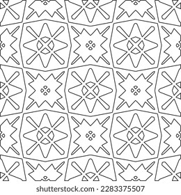 Stylish texture with figures from lines.Abstract geometric black and white pattern for web page, textures, card, poster, fabric, textile. Monochrome graphic repeating design. 