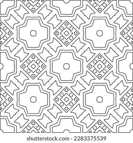 Stylish texture with figures from lines.Abstract geometric black and white pattern for web page, textures, card, poster, fabric, textile. Monochrome graphic repeating design. 