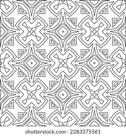 Stylish texture with figures from lines.Abstract geometric black and white pattern for web page, textures, card, poster, fabric, textile. Monochrome graphic repeating design. 