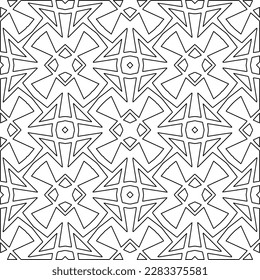 Stilvolle Textur mit Figuren aus Linien.Abstraktes geometrisches Schwarz-Weiß Muster für Webseiten, Texturen, Karten, Poster, Stoff, Textilien. Monochrome grafische Wiederholungsdesign. 