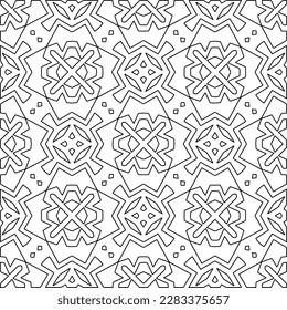Stylish texture with figures from lines.Abstract geometric black and white pattern for web page, textures, card, poster, fabric, textile. Monochrome graphic repeating design. 