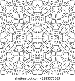 Stylish texture with figures from lines.Abstract geometric black and white pattern for web page, textures, card, poster, fabric, textile. Monochrome graphic repeating design. 