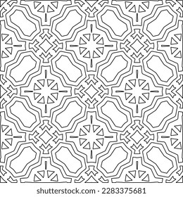 Stylish texture with figures from lines.Abstract geometric black and white pattern for web page, textures, card, poster, fabric, textile. Monochrome graphic repeating design. 