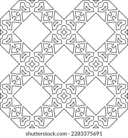 Stylish texture with figures from lines.Abstract geometric black and white pattern for web page, textures, card, poster, fabric, textile. Monochrome graphic repeating design. 
