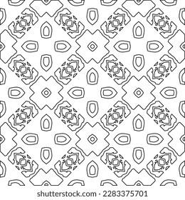 Stylish texture with figures from lines.Abstract geometric black and white pattern for web page, textures, card, poster, fabric, textile. Monochrome graphic repeating design. 