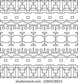 Stylish texture with figures from lines.Abstract geometric black and white pattern for web page, textures, card, poster, fabric, textile. Monochrome graphic repeating design. 