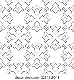 Stylish texture with figures from lines.Abstract geometric black and white pattern for web page, textures, card, poster, fabric, textile. Monochrome graphic repeating design. 