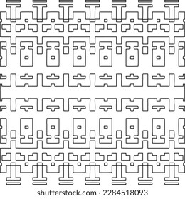 Stylish texture with figures from lines.Abstract geometric black and white pattern for web page, textures, card, poster, fabric, textile. Monochrome graphic repeating design. 