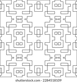 Stylish texture with figures from lines.Abstract geometric black and white pattern for web page, textures, card, poster, fabric, textile. Monochrome graphic repeating design. 