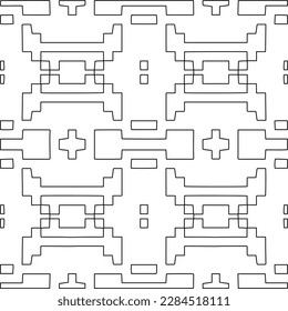 Stylish texture with figures from lines.Abstract geometric black and white pattern for web page, textures, card, poster, fabric, textile. Monochrome graphic repeating design. 