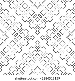 Stylish texture with figures from lines.Abstract geometric black and white pattern for web page, textures, card, poster, fabric, textile. Monochrome graphic repeating design. 
