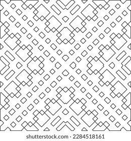 Stylish texture with figures from lines.Abstract geometric black and white pattern for web page, textures, card, poster, fabric, textile. Monochrome graphic repeating design. 