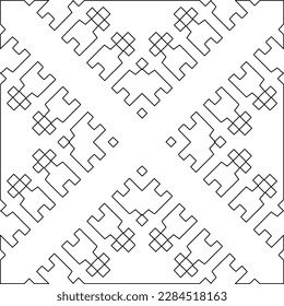 Stylish texture with figures from lines.Abstract geometric black and white pattern for web page, textures, card, poster, fabric, textile. Monochrome graphic repeating design. 