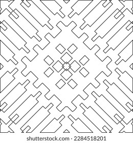 Stylish texture with figures from lines.Abstract geometric black and white pattern for web page, textures, card, poster, fabric, textile. Monochrome graphic repeating design. 