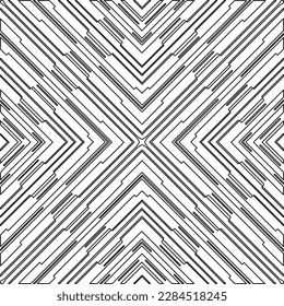 Stylish texture with figures from lines.Abstract geometric black and white pattern for web page, textures, card, poster, fabric, textile. Monochrome graphic repeating design. 