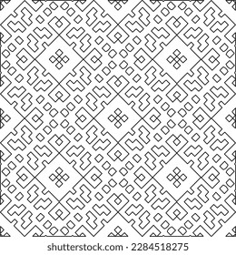 Stylish texture with figures from lines.Abstract geometric black and white pattern for web page, textures, card, poster, fabric, textile. Monochrome graphic repeating design. 