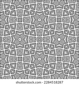 Stylish texture with figures from lines.Abstract geometric black and white pattern for web page, textures, card, poster, fabric, textile. Monochrome graphic repeating design. 