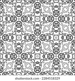 Stylish texture with figures from lines.Abstract geometric black and white pattern for web page, textures, card, poster, fabric, textile. Monochrome graphic repeating design. 