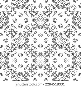 Stylish texture with figures from lines.Abstract geometric black and white pattern for web page, textures, card, poster, fabric, textile. Monochrome graphic repeating design. 