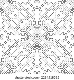 Textura elegante con figuras de líneas.Patrón geométrico en blanco y negro para páginas web, texturas, tarjetas, afiches, tela, textil. Diseño repetitivo gráfico monocromo. 
