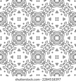 Stylish texture with figures from lines.Abstract geometric black and white pattern for web page, textures, card, poster, fabric, textile. Monochrome graphic repeating design. 