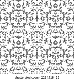 Stylish texture with figures from lines.Abstract geometric black and white pattern for web page, textures, card, poster, fabric, textile. Monochrome graphic repeating design. 