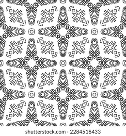 Stylish texture with figures from lines.Abstract geometric black and white pattern for web page, textures, card, poster, fabric, textile. Monochrome graphic repeating design. 