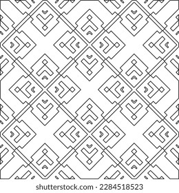 Stylish texture with figures from lines.Abstract geometric black and white pattern for web page, textures, card, poster, fabric, textile. Monochrome graphic repeating design. 