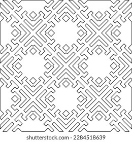 Stylish texture with figures from lines.Abstract geometric black and white pattern for web page, textures, card, poster, fabric, textile. Monochrome graphic repeating design. 