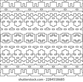 Stylish texture with figures from lines.Abstract geometric black and white pattern for web page, textures, card, poster, fabric, textile. Monochrome graphic repeating design. 