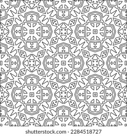 Stylish texture with figures from lines.Abstract geometric black and white pattern for web page, textures, card, poster, fabric, textile. Monochrome graphic repeating design. 