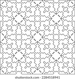 Stylish texture with figures from lines.Abstract geometric black and white pattern for web page, textures, card, poster, fabric, textile. Monochrome graphic repeating design. 