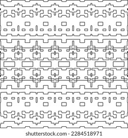 Stylish texture with figures from lines.Abstract geometric black and white pattern for web page, textures, card, poster, fabric, textile. Monochrome graphic repeating design. 