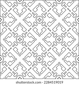 Stylish texture with figures from lines.Abstract geometric black and white pattern for web page, textures, card, poster, fabric, textile. Monochrome graphic repeating design. 